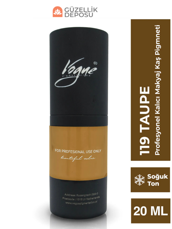 Vogue 119 Taupe - Kalıcı Makyaj Kaş Pigmenti - Microblading & PMU, Yoğun Organik Renk, 20ml