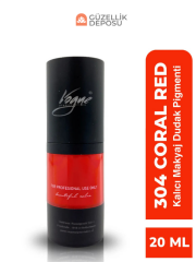 304 Coral Red Kalıcı Makyaj Dudak Pigmenti - PMU Boyası, Profesyonellere Özel, Yoğun Pigment 20ml