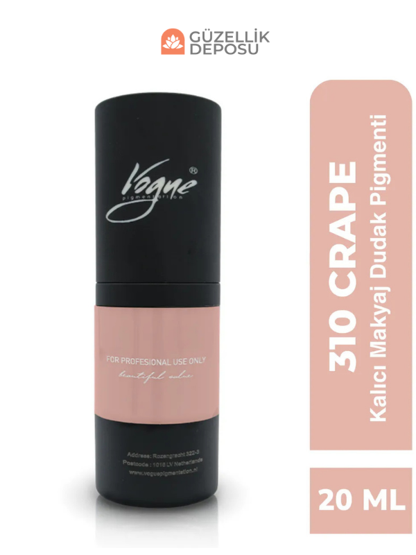 Vogue 310 Crape Kalıcı Makyaj Dudak Pigmenti - PMU Boyası, Profesyonellere Özel, Yoğun Pigment 20ml