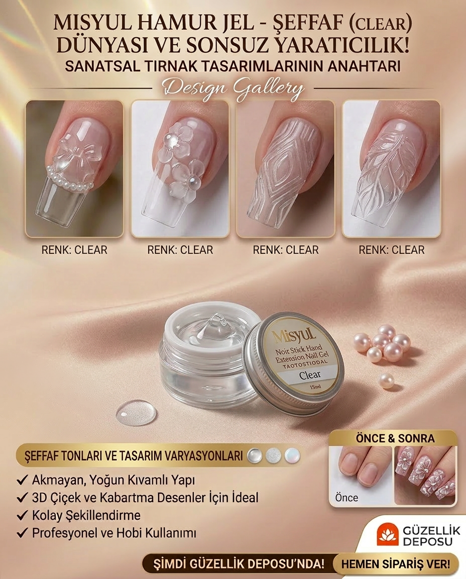 Protez Tırnak Non Stick Hamur Jel Şeffaf