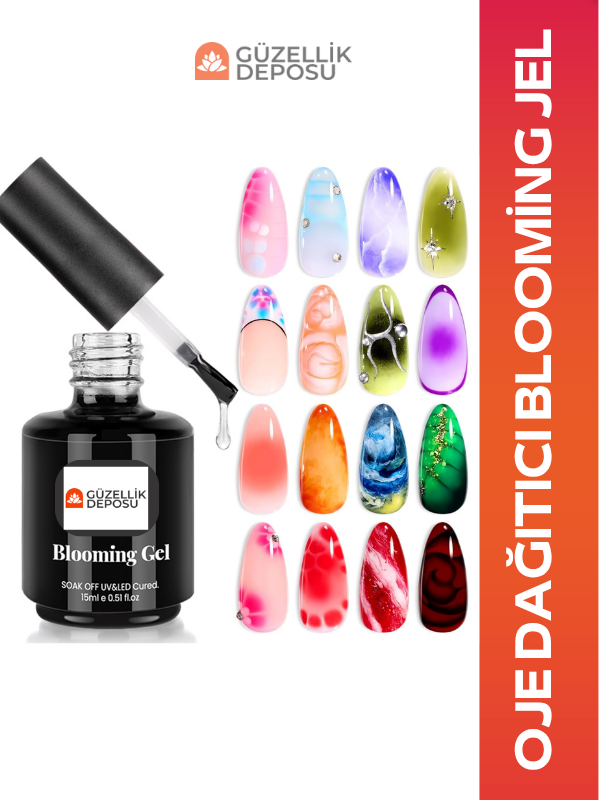 Protez Tırnak Oje Dağıtım Jeli Blooming Jel Suyu Boya Efekt Jeli
