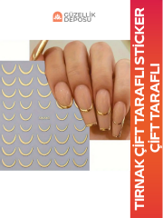 Çift Taraflı Gold ve Gümüş Tırnak Sticker, Ombre Sticker, Şerit