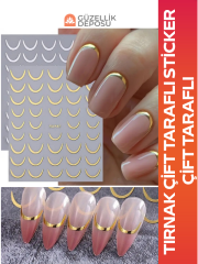 Çift Taraflı Gold ve Gümüş Tırnak Sticker, Ombre Sticker, Şerit