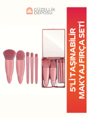 5'li Aynalı Makyaj Fırça Seti (Çanta Boy)