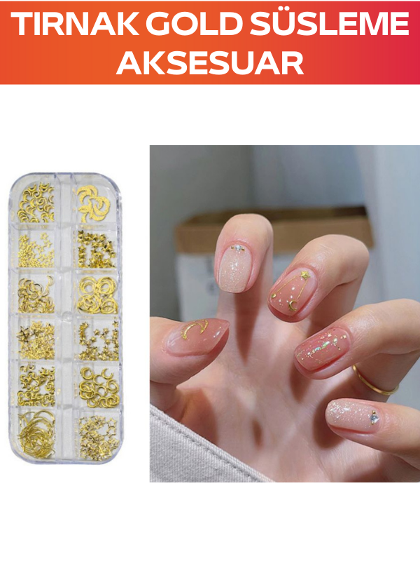Tırnak Süsleme Nail Art Gold Aksesuar