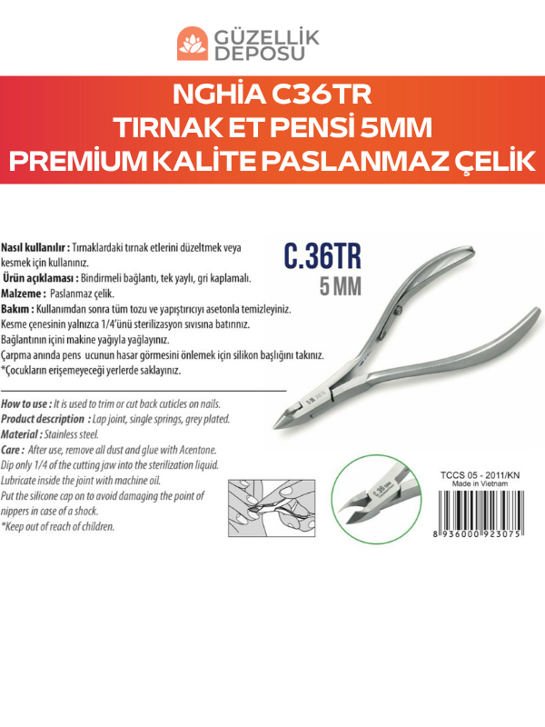 Nghia Tırnak Et Pensi C36TR 5mm Premium Kalite