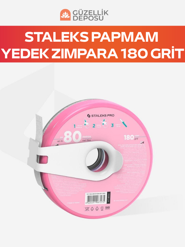 Staleks Plastik Bobin İçin Yedek Papmam Beyaz Bant Törpü Bloğu, 180 Grit