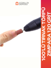 100 Adet Tırnak Törpü Freze Ucu Yedek  Zımpara 180 Grit + Metal Başlık