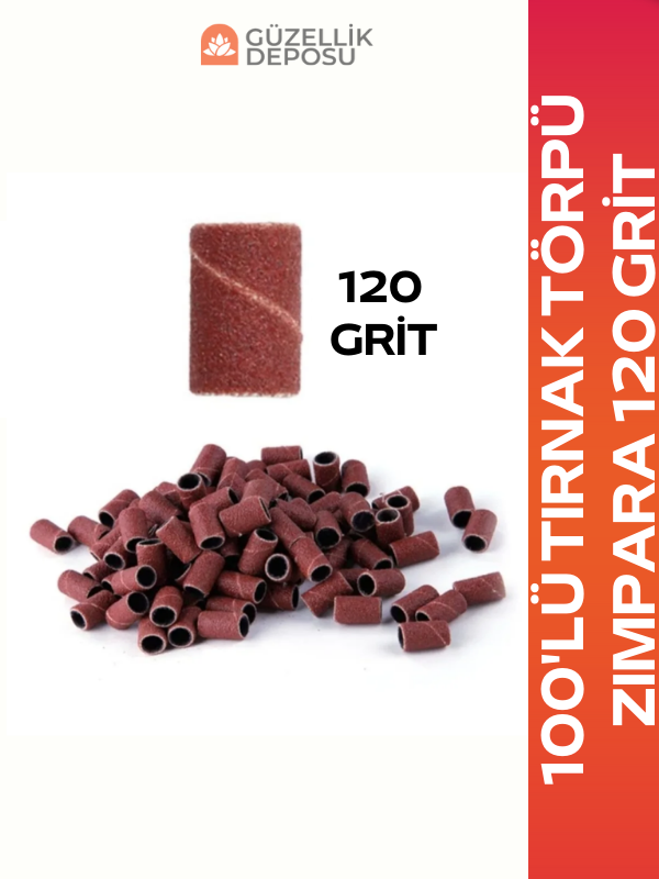100 Adet Tırnak Törpü Yedek Freze Ucu Zımpara 120 Grit + Metal Başlık