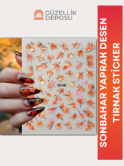 Sonbahar Yaprak Desen Tırnak Sticker