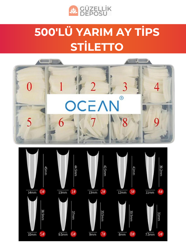 Ocean Yarım Ay Tips 500'lü Stiletto Model