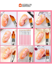 Tırnak Çiçek Çizim, French Çizim Fırça Seti 8'li