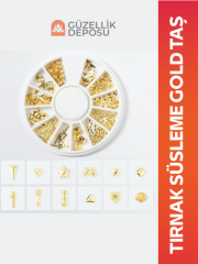 Gold Tırnak Süsleme Metal Taş Seti – Yıldız, Haç, Ok, Kalp ve Geometrik Figürler
