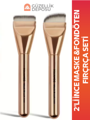 2’li Profesyonel Maske & Fondöten Uygulama Fırçası – Yumuşak Kıl, Kolay Sürüm