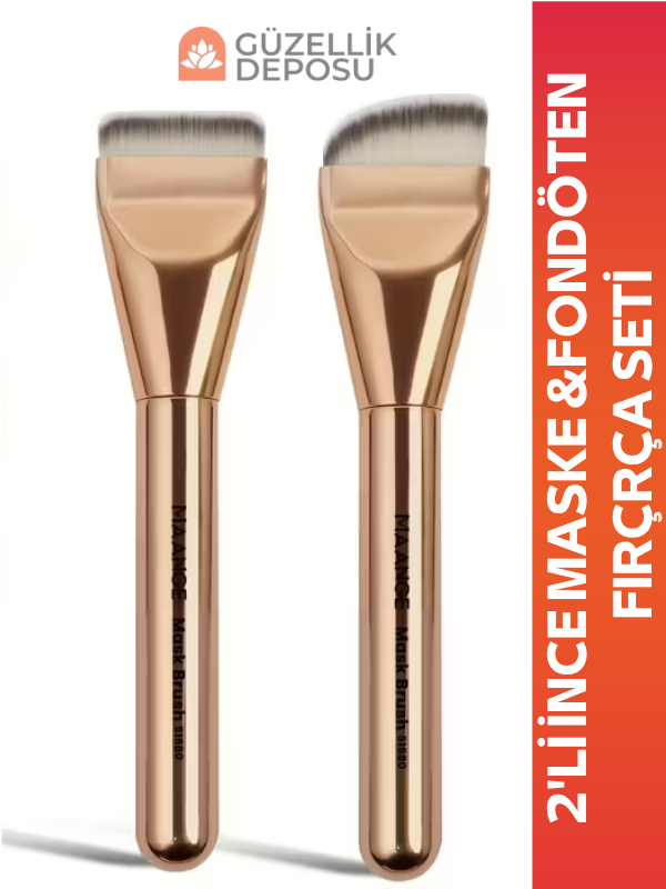2'li İnce Maske & Fondöten Fırça Seti – Profesyonel ve Pürüzsüz Uygulama İçin!