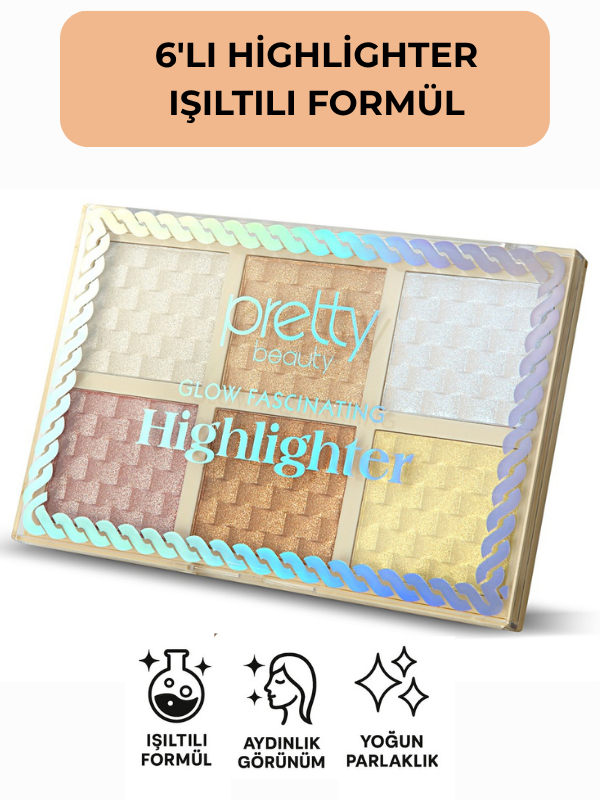 6'lı Highlighter & Aydınlatıcı Işıltılı Premium