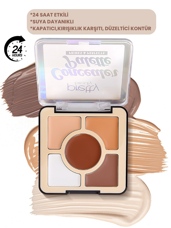 24 Saat Etkili Profesyonel Kapatıcı Paleti - Concealer,Kontür & Renk Düzeltici - Suya Dayanıklı
