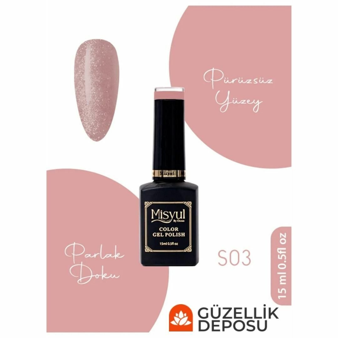 ﻿Misyul Nail Art Uv Led Simli Kalıcı Oje 15ml S03