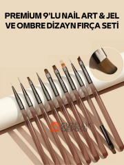 Premium 9'lu Nail Art & Jel Ombre Dizayn Fırça Seti