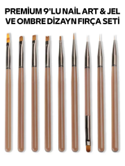 Premium 9'lu Nail Art & Jel Ombre Dizayn Fırça Seti