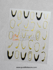 Altın & Siyah Abstract Tırnak Sticker