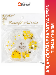 Arı ve Papatya Desenli 3D Nail Art Seti - Ay Çiçeği Figürlü Tırnak Charm Paketi