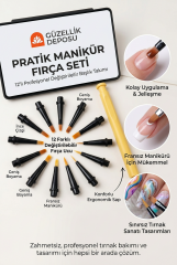 Pratik Mekanizmalı Tırnak Süsleme Fırça Takımı - 12 Farklı Uç - İnce Çizgi, French ve Dolgu Fırçası