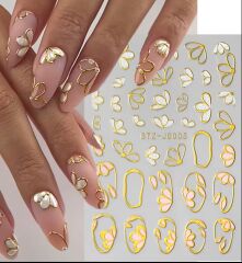 3D Metalik Altın Çiçek Tırnak Sticker - Lüks Kabartmalı Nail Art Çıkartma