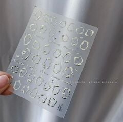 3D Gümüş Varaklı Tırnak Süsleme Çıkartması - Metalik Işıltılı Minimalist Nail Art Sticker