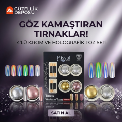 4'lü Krom & Holografik Nail Art Tırnak Tozu