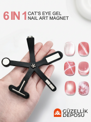 6 in 1 Profesyonel Cat's Eye Kedi Gözü Nail Art Mıknatıs Seti Kedigözü