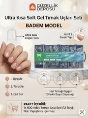 Soft Jel Tips Ultra Short - Kısa Badem French Uyumlu 600'lü Set