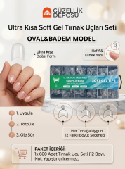 Soft Jel Tips Ultra Short - Kısa Badem French Uyumlu 600'lü Set