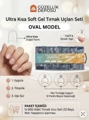 Soft Jel Tips Ultra Short - Kısa Oval French Uyumlu 600'lü Set
