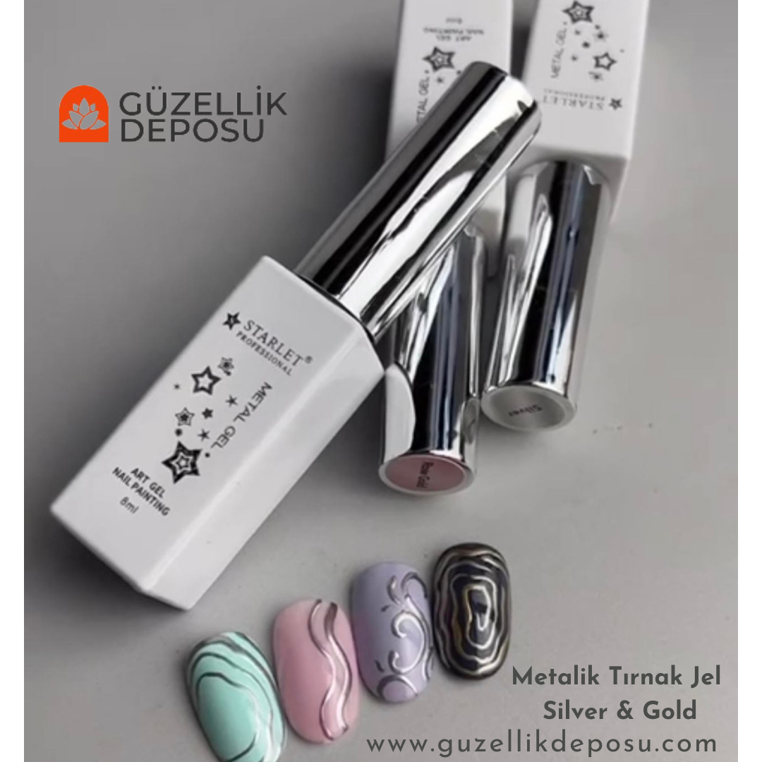 Metalik Tırnak Jel Silver 8 ml (Nail Art Çizim Jeli)