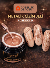 Protez Tırnak Metalik Çizim Jeli Rose Gold 5ml