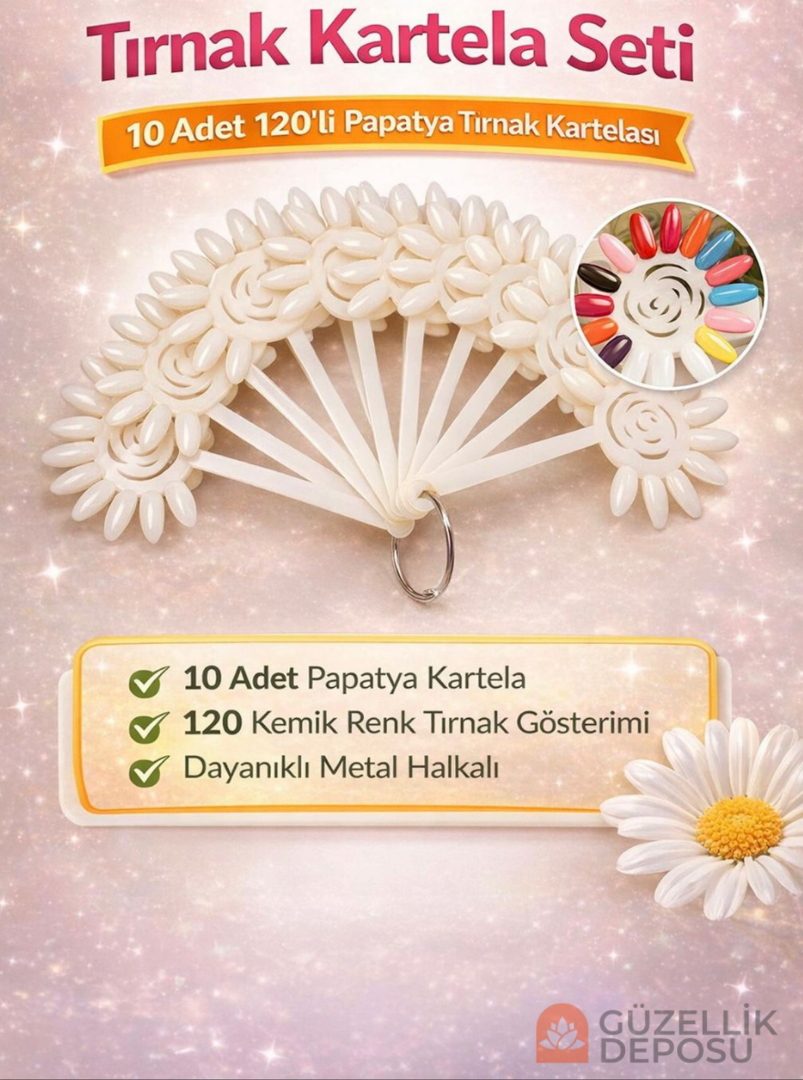 Kalıcı Oje Renk Kartelası Papatya Model Kemik Renk 120'li