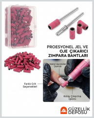 Profesyonel Protez Tırnak Kalıcı Oje Ve Jel Çıkarıcı Törpü 100 Adet Zımpara Bandı Seti (Metal Mandrel Dahil)