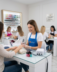 Profesyonel Protez Tırnak Ve Kuaför Çalışma Önlüğü - Cepli Askılı Salon Önlüğü