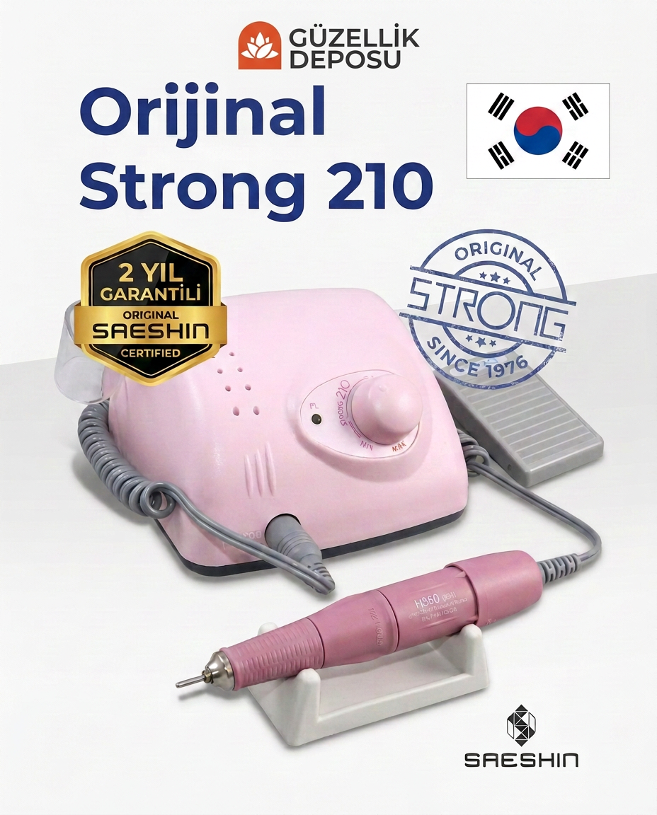 Orijinal Saeshin Strong 210 Tırnak Törpü Makinesi - Pembe (2 Yıl Garantili)