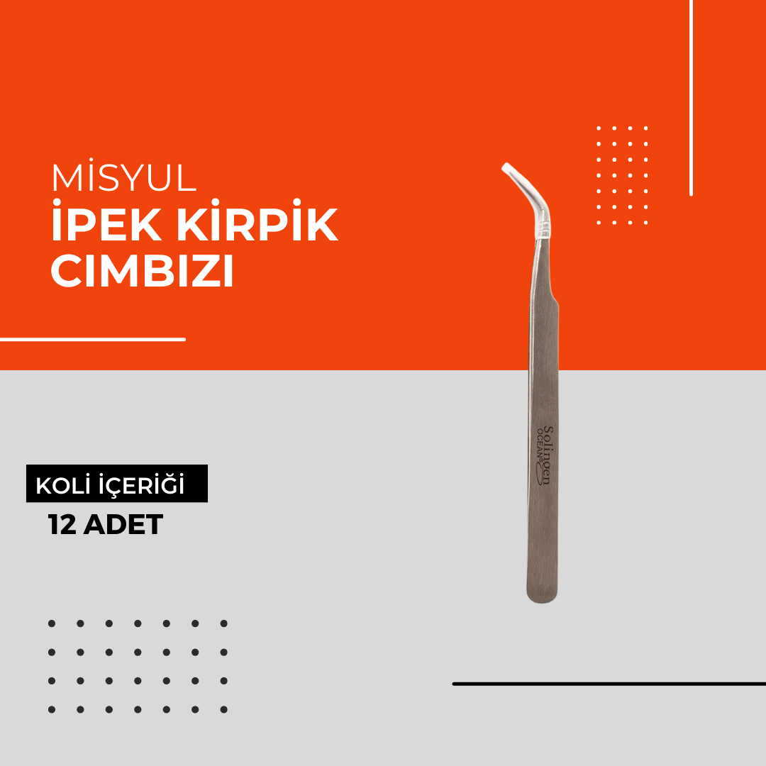 (Toptan) İpek Kirpik Cımbızı 1 Paket (12 Adet)