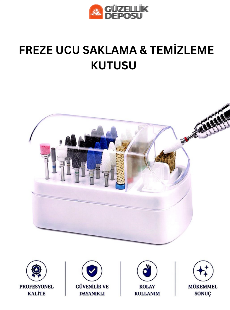 Protez Tırnak Freze Ucu Saklama ve Temizleme Kutusu