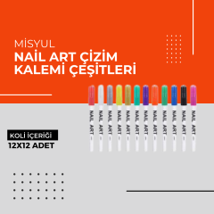 (Toptan) Nail Art Çizim Kalemi Renk Çeşitleri 1 Koli (12x12 Adet)