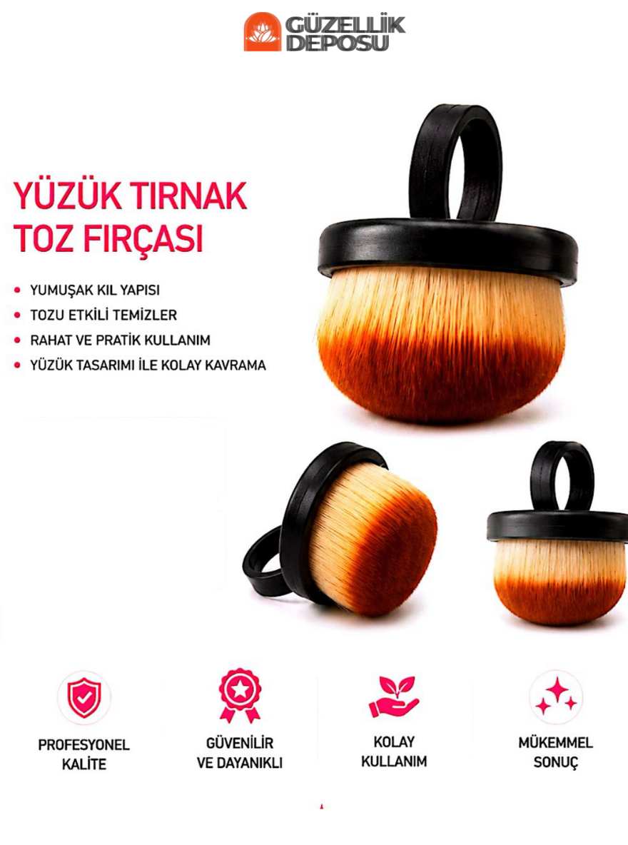 Protez Tırnak Toz Fırçası Yüzük Model