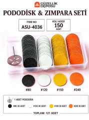 120 Adet Pododisk Zımparası ve Metali - Karışık Boylar
