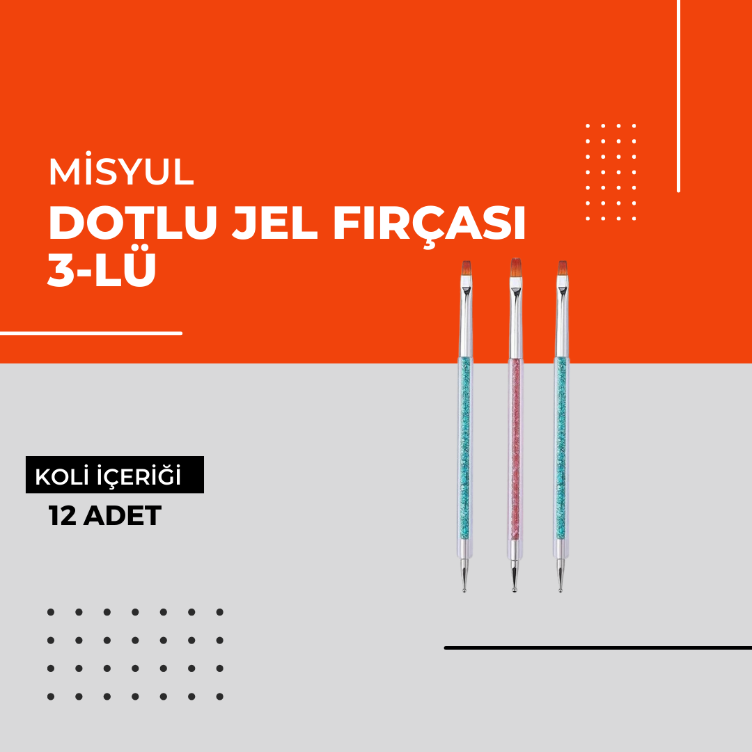 (Toptan) Dotlu Jel Fırçası 3-lü 1 Paket (12 Adet)