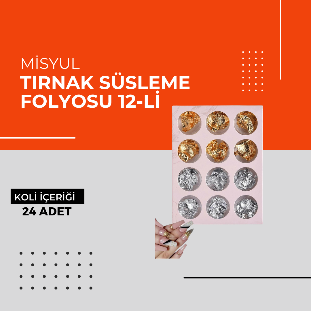 Tırnak Süsleme Folyosu 12-li 1 Koli (24 Adet)