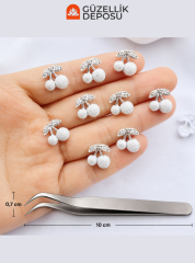 Silver Simli Kiraz Figürlü Protez Tırnak Charm Seti (Cımbız Dahil) - MİS3755