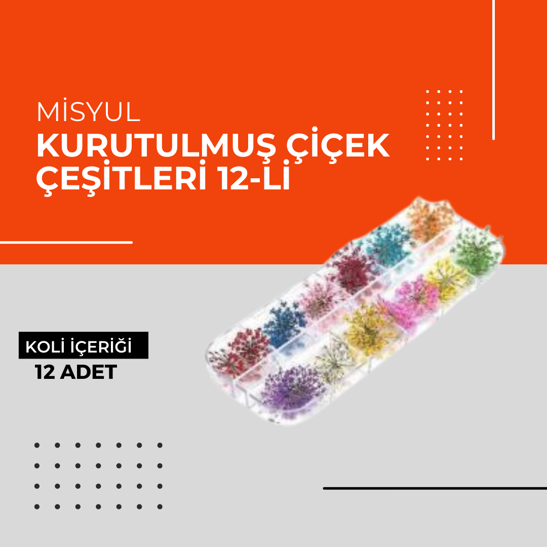 (Toptan) Kurutulmuş Çiçek Çeşitleri 12-li 1 Paket (12 Adet)
